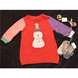 Baby Gap NWT Snowman Dress & Headband & Moccasins Outfit 3-6 Months